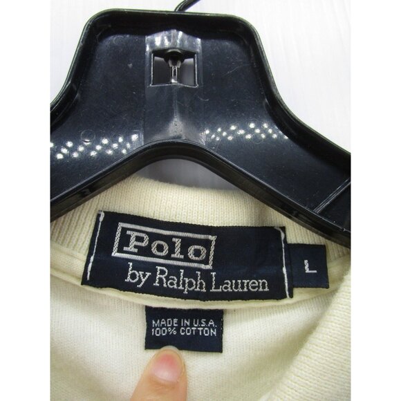 VINTAGE Ralph Lauren Polo Shirt Large White 90s Pullover Golf Pony * - Picture 14 of 15